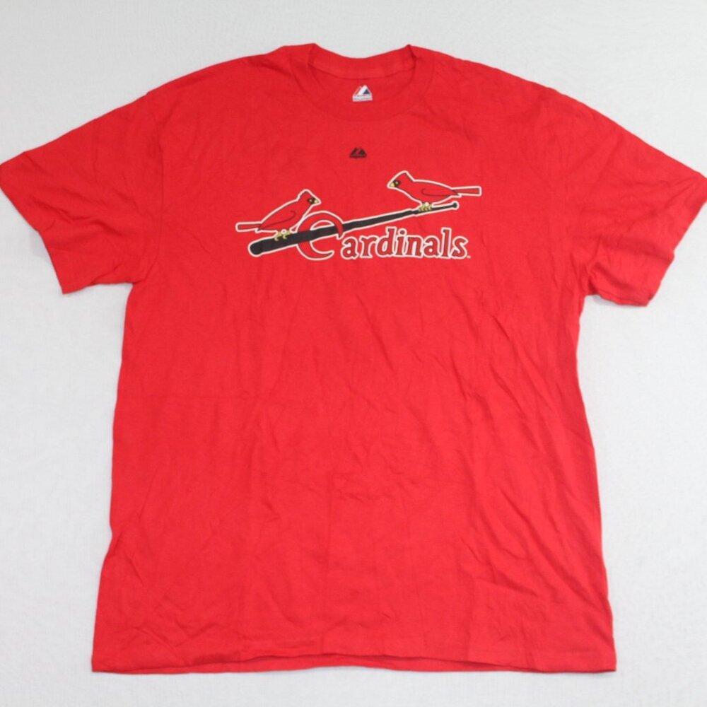 Majestic Red St. Louis Cardinals Tee Shirt Musial 6 MLB Size XL
